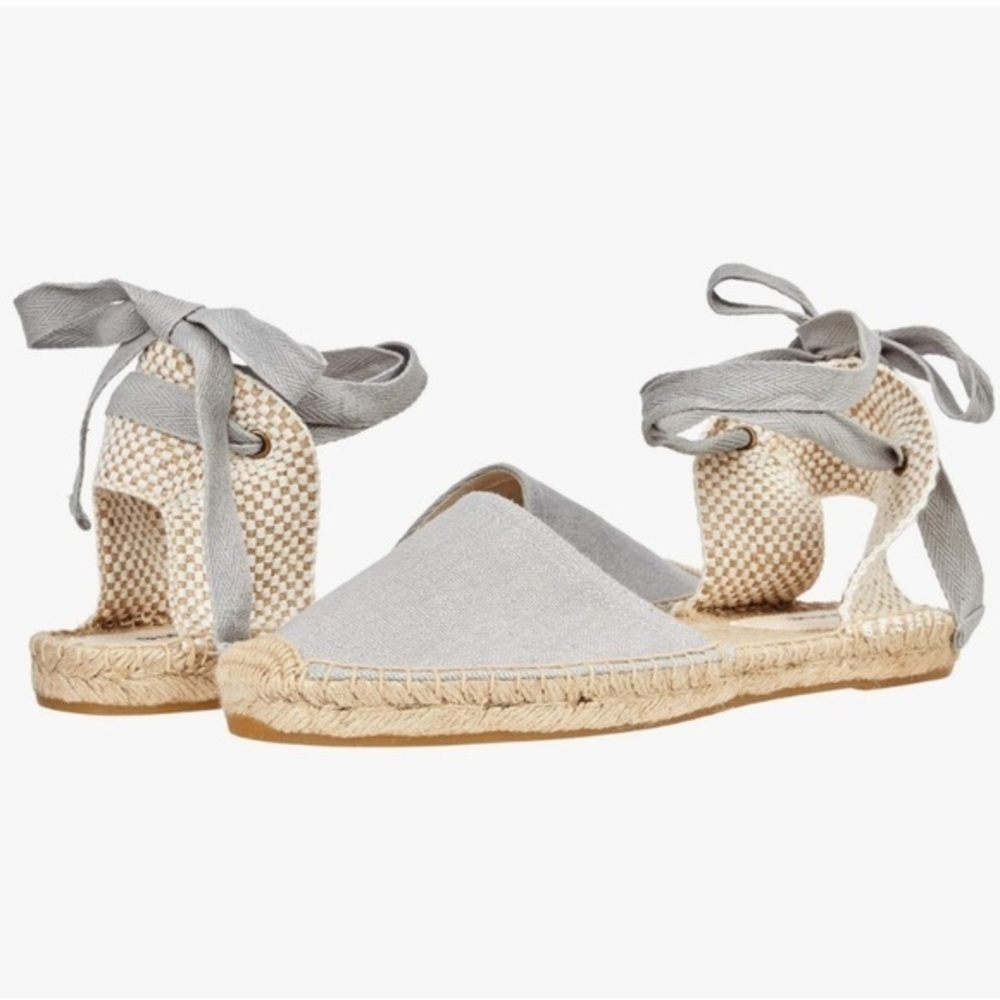 Soludos Gray Lauren Lace Up Espadrille Shoes 9.5